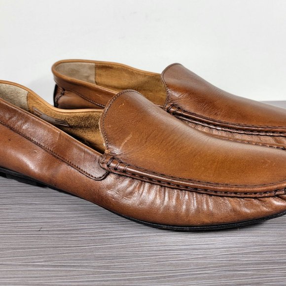 Dino Draghi Slip On Loafers Cognac Leather Size 12 - Picture 3 of 13